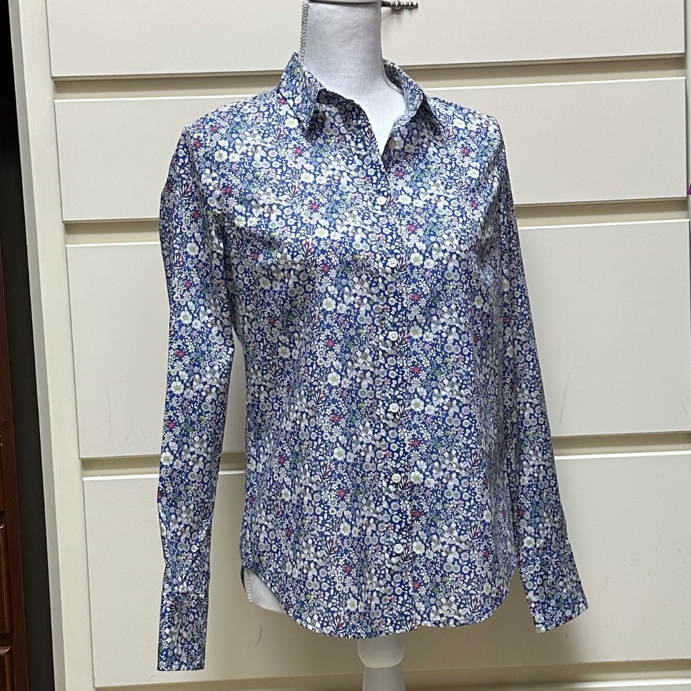 J. Crew NWT Liberty fabrics button down blue size 2